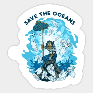 MAN SAVE THE OCEANS Sticker